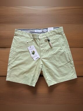 DENIM & FLOWERS RICKY SINGH Men’s Power Stretch Shorts (SIZE 30) LIGHT GREEN NWT